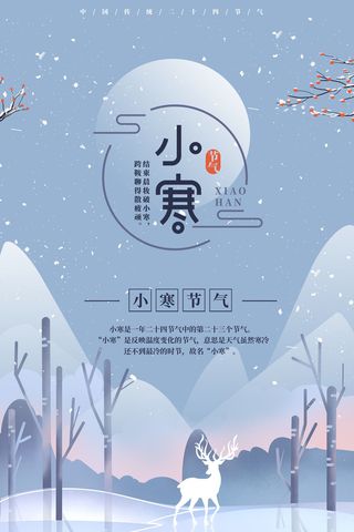 中国传统冬天小寒祝福24二十四节气节日宣传活动海报