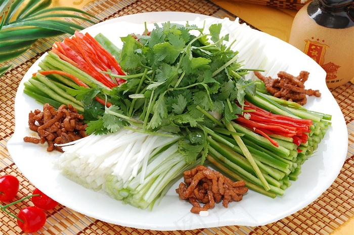肉丝老虎菜美食素材