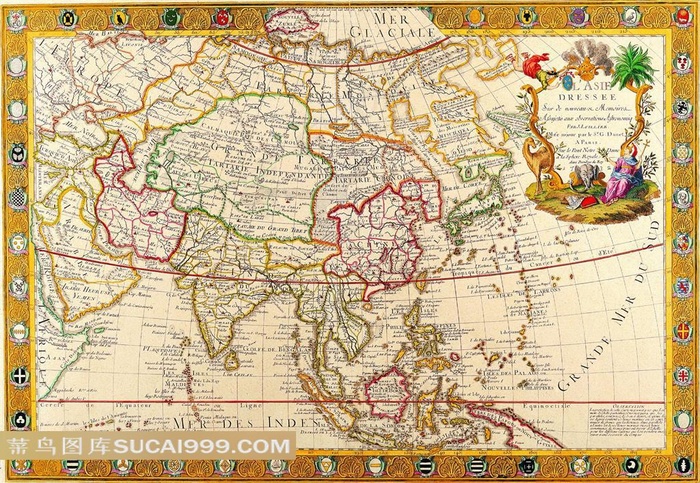 精美欧式花纹装饰边框世界地图高清素材