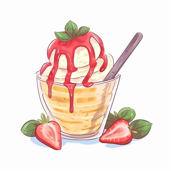 冰冻雪糕美食水彩插画(1024x1024)
