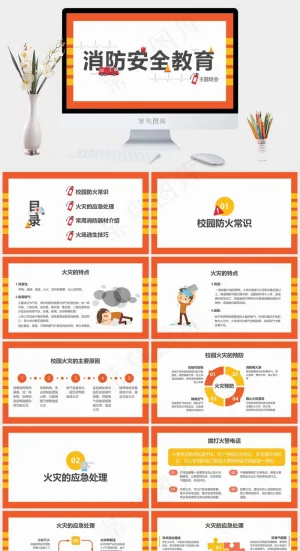 消防安全主题班会ppt模版