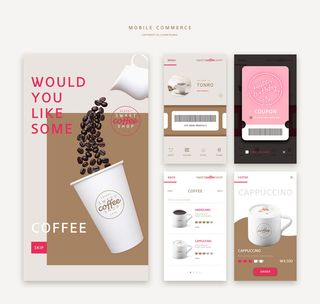 UI多页面包装展示手机APP交互界面样机长图概念PSD设计模板