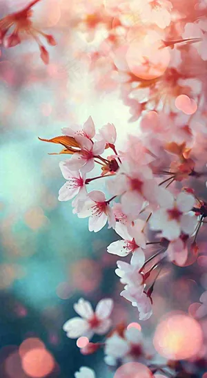 绚丽浪漫粉白色樱花花朵，惊蛰立春摄影图