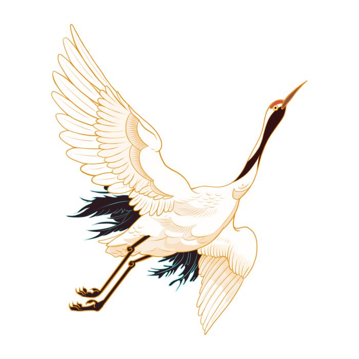 中国风古典中式国潮风手绘飞鹤图案仙鹤装饰素材PNG免抠插画元素