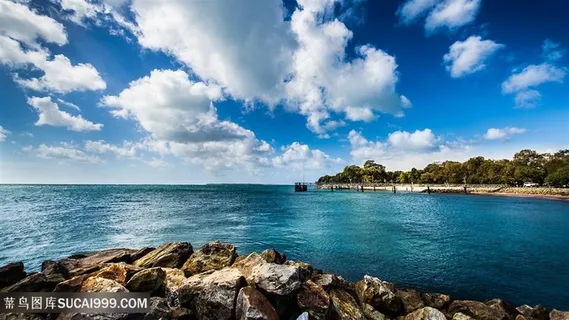 湖畔蓝天白云美景风景画 湖畔蓝天白云美景风景画