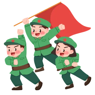 手绘童子军军人建党节建军节爱国插画 