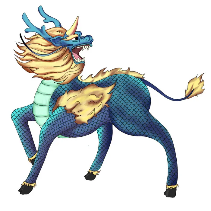 手绘山海经上古神兽夫诸凤凰麒麟青龙白虎朱雀玄武插画PSD素材