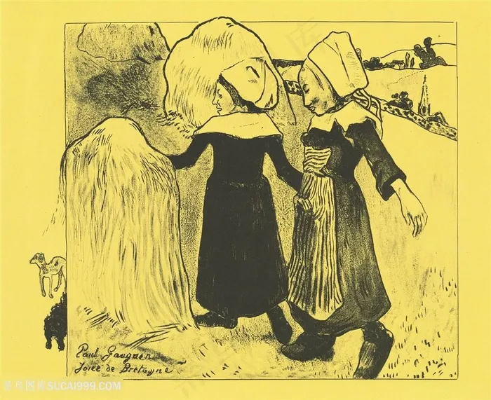 高更手绘妇女时尚艺术插画