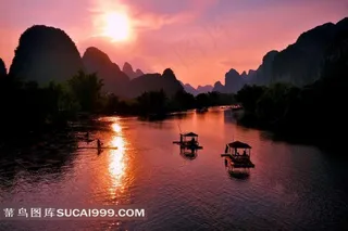 广西桂林阳朔日落美景