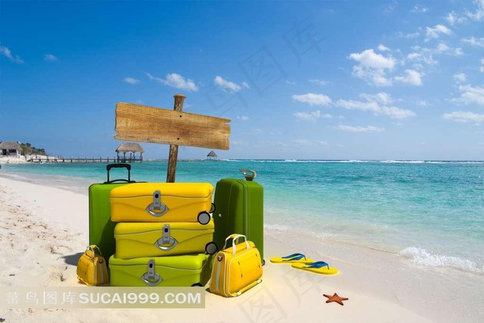 海边旅行箱图片下载