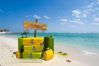 海边旅行箱图片下载