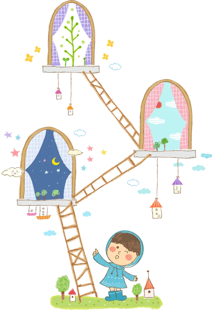 男孩爬楼图