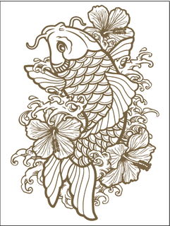 手绘鲤鱼花卉素材