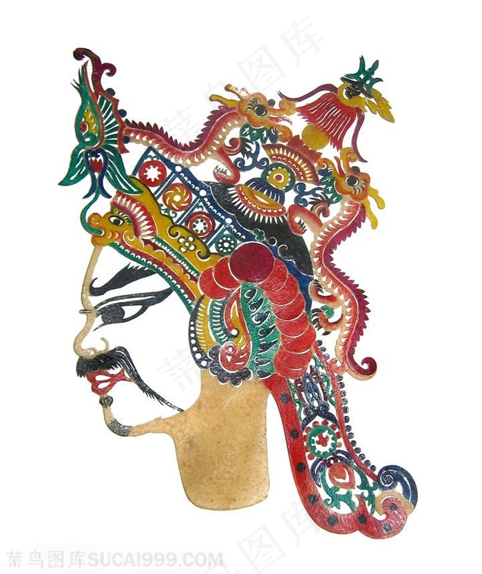 花帽子开心微笑的皮影戏中国风图片