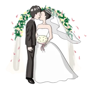 婚纱卡通人物婚礼白纱结婚婚纱摄影手绘