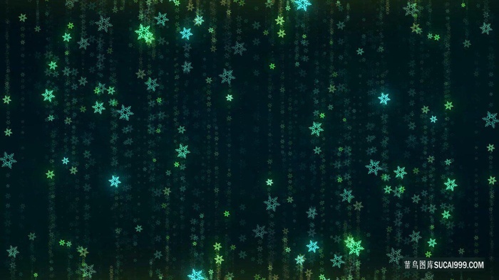 绿色渐变雪花坠落光斑光效科技背景