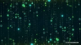 绿色渐变雪花坠落光斑光效科技背景