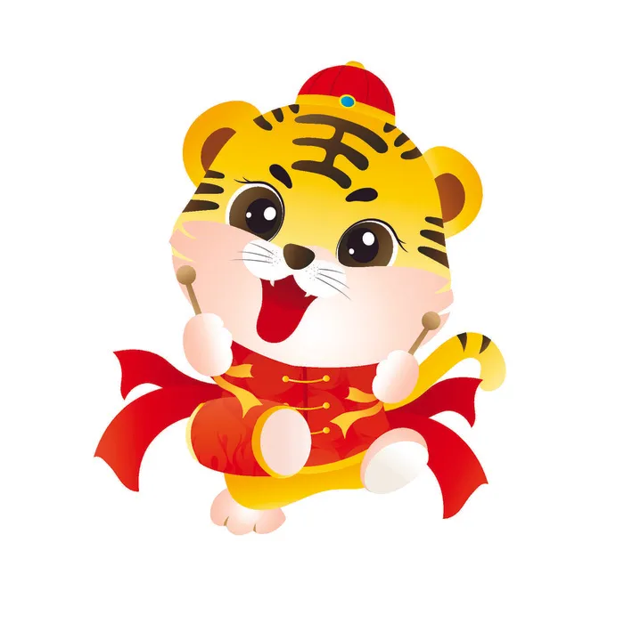 手绘2022虎年新年春节卡通老虎形象IP插画元素AI设计素材图案ai矢量模版下载