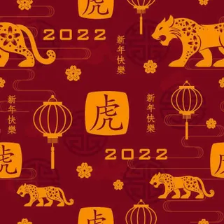 春节新年中国风虎年老虎元素平铺背景大图插画AI矢量设计素材