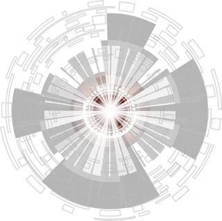 灰色圆形射线科技kv主视觉素材