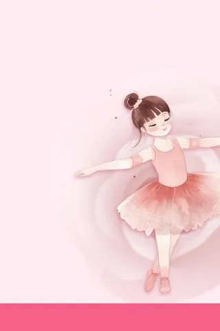 粉色裙子的女孩在跳舞粉色背景