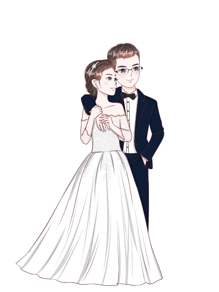 婚纱卡通人物婚礼白纱结婚婚纱摄影手绘
