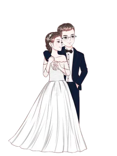 婚纱卡通人物婚礼白纱结婚婚纱摄影手绘