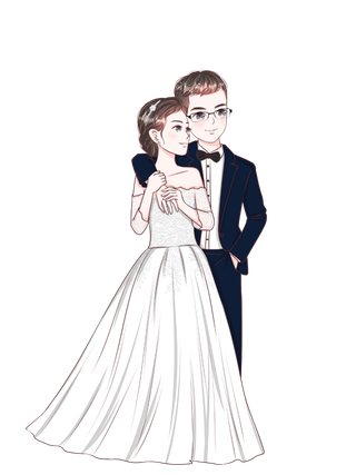 婚纱卡通人物婚礼白纱结婚婚纱摄影手绘