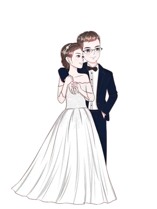 婚纱卡通人物婚礼白纱结婚婚纱摄影手绘