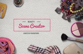 皮革纹理围巾首饰化妆品背景俯视图