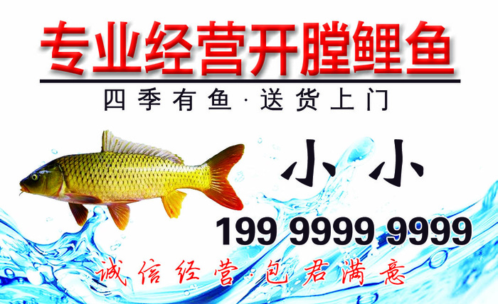 高清鲤鱼名片分层送鱼psd模版下载