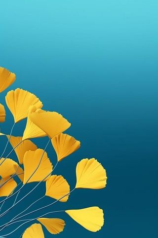 蓝色秋叶极简清新背景