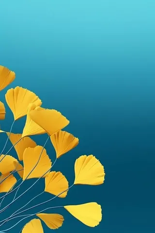 蓝色秋叶极简清新背景