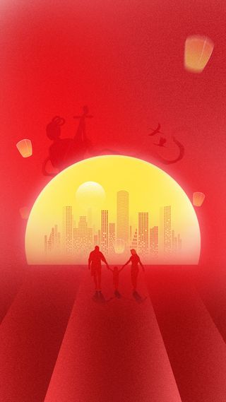 喜庆红色中秋节剪影