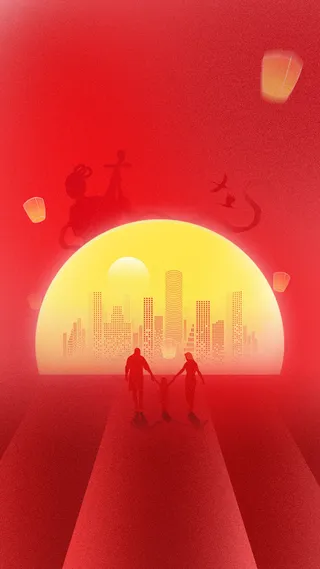 喜庆红色中秋节剪影