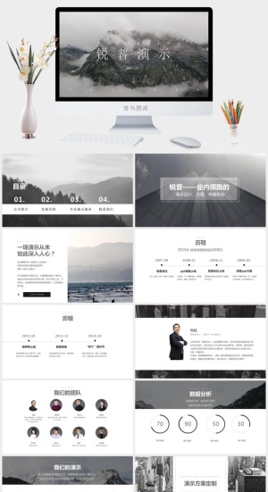 大气高端经典灰商务项目演示汇报总结ppt模板