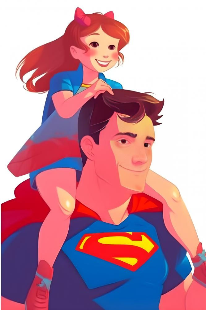 超人爸爸和孩子背景
