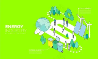 2.5D绿色环保新农村新能源插画格式