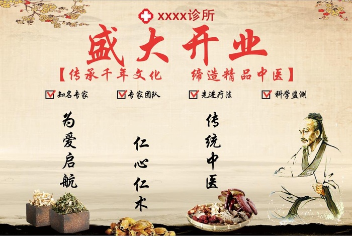 复古中医开业活动签名墙psd模版下载