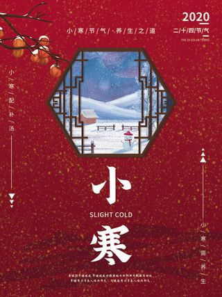 中国传统冬天小寒祝福24二十四节气节日宣传活动海报