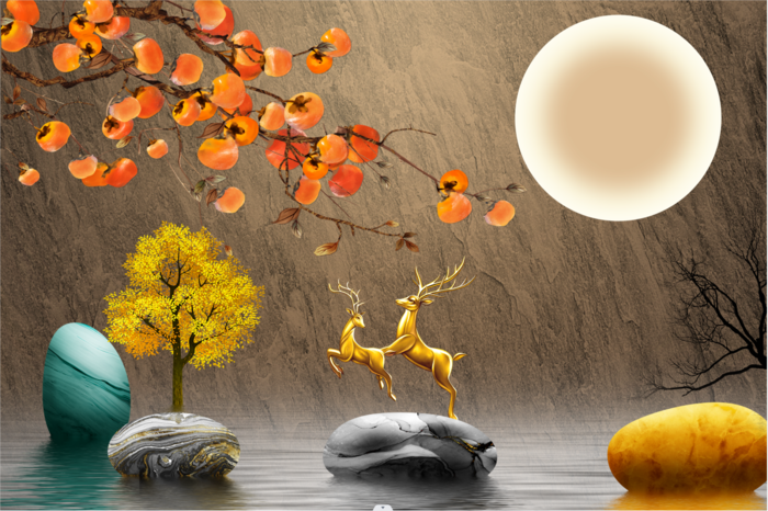 轻奢抽象麋鹿装饰画