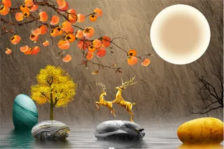 轻奢抽象麋鹿装饰画