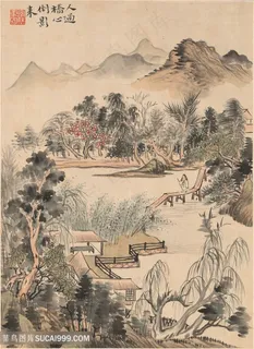 清代华喦山水图册人过桥心倒影来国画图片 清代华喦山水图册人过桥心倒影来国画图片