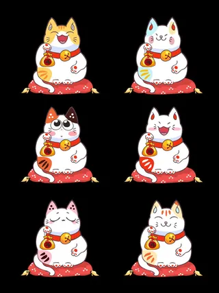 可爱财神猫挂画