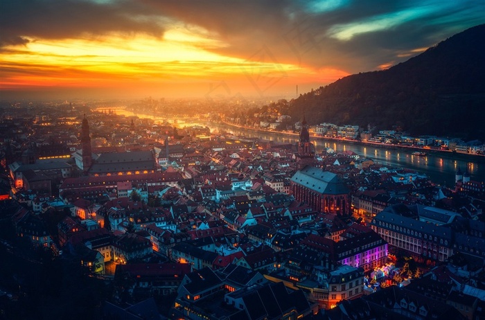 夕阳城市风景