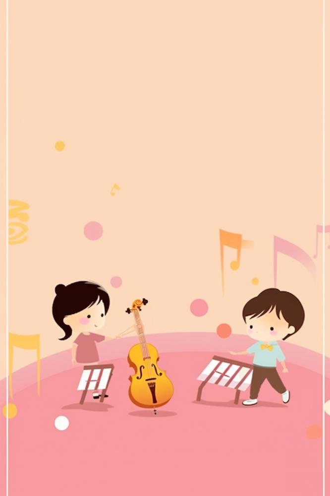 卡通音乐粉色音符海报背景