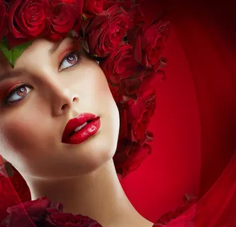 戴玫瑰花的美女美容图片 戴玫瑰花的美女美容图片