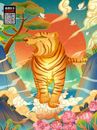 福虎贺岁虎年海报2020迎春海报虎年虎年大吉贺新年