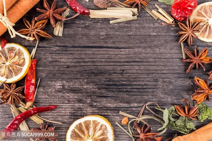 木底纹上的香料背景素材