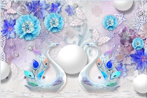 雕塑花卉天鹅背景墙 雕塑花卉天鹅背景墙